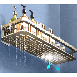 지플 화장실 무타공 욕실 부착 선반 2개, 라이트 실버