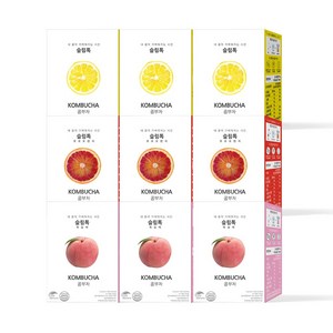 슬림톡 콤부차 레몬3+모로오렌지3+복숭아3 유산균 사과초모식초, 9박스, 15포