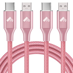 아이오네우스 USB to C타입 3A 고속 충전 데이터 전송 케이블 RE-CB-DT, 2개, 분홍색, 2m