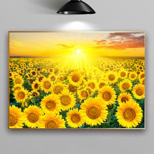 화색갤러리 풍수그림 아침햇살 가로 세로 해바라기 그림 액자, 골드무광A3(29.7cmx42cm)