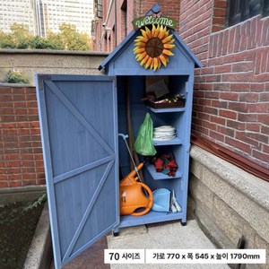 웰메인 미니 조립식창고 야외 전원주택 도구 보관함 간이창고 방부목 옥외 이동식 조립 수납함 소형, 5. 스카이블루70cm