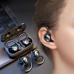 ELSECHO 귀걸이형 무선 블루투스 이어폰, 블랙