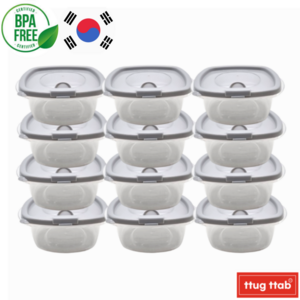 뚝땁 국산 전자레인지 냉동밥 보관 용기 350ml, 12개, 그레이