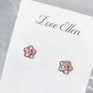 러브엘렌 925실버 벚꽃 로즈골드 진주귀걸이