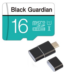 블랙가디언 자동차 블랙박스메모리카드 16G 32G 64G 128G 마이크로SD MLC, 16GB+C타입리더기세트