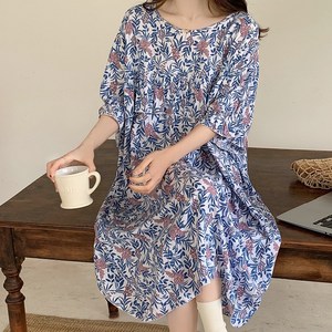 유유라키 플라워 빅사이즈 원피스 파자마 여성 잠옷
