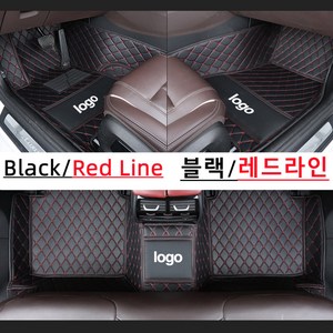 Ecool 현대 바닥매트 코일매트 자동차바닥발판 차발매트 카매트 싼타페 쏘나타 아반떼 (현대 도안 첨부), 블랙 붉은실Black red line, 뉴 싼타페(20년~현재)