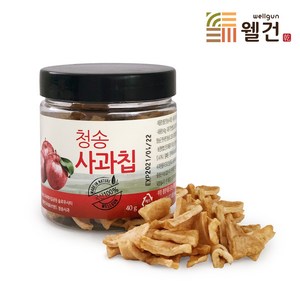 [웰건] [청송명월] 청송 사과칩 과일칩 아이들 건강 영양간식 40g, 1개