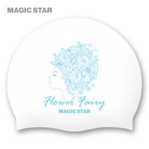 매직스타 꽃의 요정 실리콘수모 (레귤러핏 컴포트핏 롱헤어 수영모 MSW3FS02), 화이트(라이트블루)