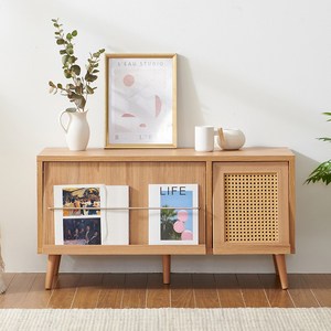 소티디자인 헤이즐 라탄 플랩도어 TV 거실장 1100, 캄포DIY+드릴 P107RTOUP