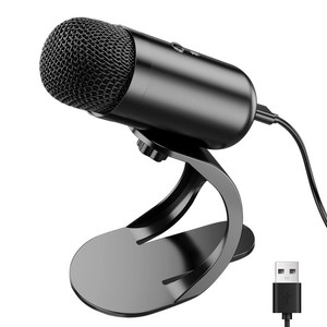 COOLCOLD 원터치 노이즈 캔슬링 USB 콘덴서 게임 유튜브 마이크, 블랙