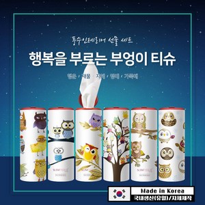 재물복 슬림티슈 부엉이 / 집들이선물 개업선물 선물세트 풍수인테리어 인테리어티슈 차량용 티슈 휴대용티슈, 구성:부엉이 6P