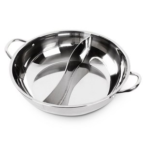 아뜰라임 인덕션 가스렌지 샤브샤브 훠궈 나눔 전골 반반 냄비, 실버, 32cm, 1개