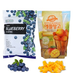 웰프레시 냉동 블루베리 페루산1kg+뉴뜨레 애플망고다이스 페루산 1kg 1세트