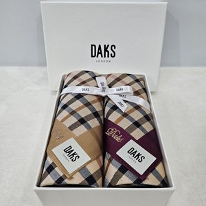 닥스 하우스체크 면 손수건 2종 세트 [선물포장]