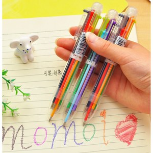 더이쁜 부드러운 6색 컬러 무지개 색볼펜 다색볼펜 중성펜 0.5 볼펜