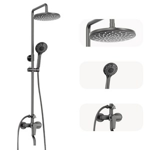 예스카모 해바라기 샤워기 수전세트 스텐 레인샤워, 블랙, 1개