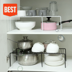 보우상 다용도 길이조절 접시 정리대, 화이트, 1개