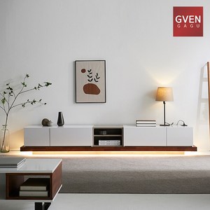 GVEN 지벤 뉴 노르마니 LED 오픈형 거실장, 그레이월넛
