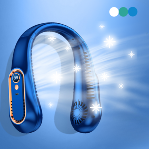 이뉴머스 목걸이형 선풍기 휴대용 넥밴드 저소음 목풍기, 블루