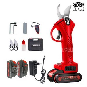 KP 케이피 STORECLASS 충전식 무선 전동 전지 가위 칼 휴대용 전정 KP컴퍼니, 옵션2-배터리2개+추가칼날2개, 1세트