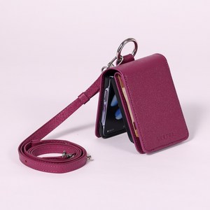 루스톤 피렌체 천연소가죽 지폐 카드 고리 링 갤럭시 Z플립 핸드폰케이스 긴줄 목걸이줄 세트