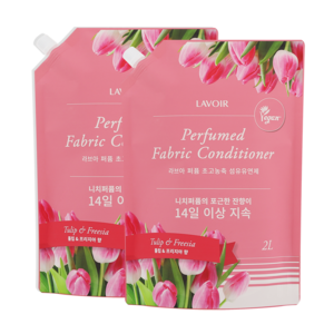 라브아 퍼퓸 초고농축 섬유유연제 리필 튤립앤프리지아 향 2L, 2개