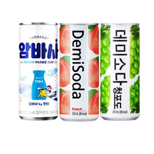 환타 밀크소다 암바사 250ml 데미소다 피치캔 250ml 데미소다 청포도캔 250ml 각5개씩 총15캔