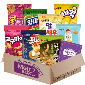 메리박스 봉지과자 스낵8종세트1호 (먹태깡+꿀꽈배기+포테토칩트리플치즈+양파링+고구마깡+알새우칩+바나나킥+빵부장소금빵)+메세지카드, 1박스, 스낵8종1호