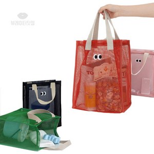 뷰레이터닷컴 너츠 눈알 매쉬 수영가방, 블랙