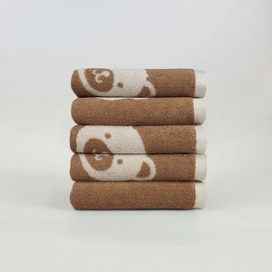 리빙유진 친환경 오가닉 동물그림 수건 150g 어린이집수건, 01. 브라운 4장, 4개