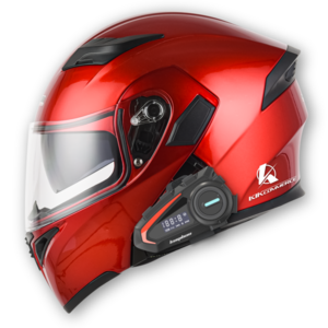킥커머스 풀페이스 시스템 K20 블루투스 오토바이헬멧, 베이직레드, XXL