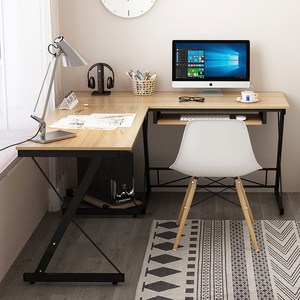 듀얼우드책상+키보드트레이 코너형 컴퓨터 사무실 PC 게이밍 학생 서재 사무용ㄴ자 L형 ㄱ자 공부, 선택01:메이플(maple)