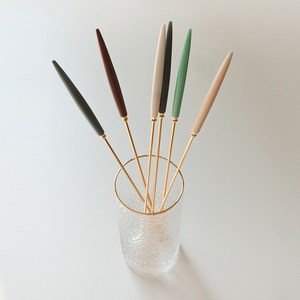 몬트 스텐 롱 티스푼 롱머들러 골드 2P 세트, 머들러 골드, 5. 코랄+화이트, 2개