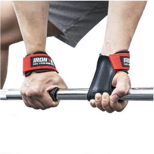 아이언빅 퀵그립 헬스 스트랩 리프팅 손목 보호대 좌우 세트, 일반형 PU, 레드, 레드