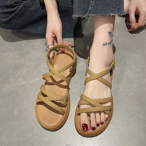 LOVCHO 여성 여름 데일리 스트랩 편한 로우힐 플랫 샌들