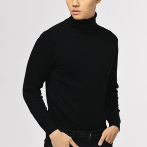 남성용 소프트 울100 목폴라 터틀넥 니트 스웨터