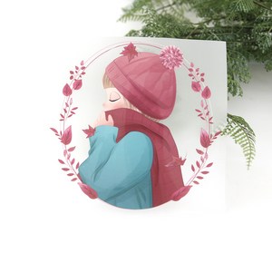 천아트 의류 열전사지)겨울목도리 소녀(F309), 1개