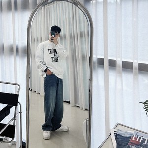 망고냥 남성용 데일리 와이드 데님 팬츠