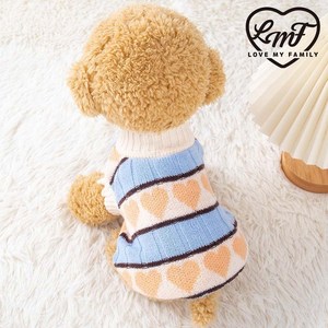 로마팸 강아지옷 귀여운 강아지 고양이 가을 겨울 하트몽땅 니트 조끼 스웨터 뜨개 옷 XS
