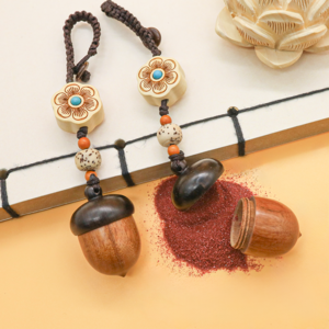 장수와 건강 그리고 행운을 부르는 경면주사 도토리 키홀더 초리마켓, 1개, 행운가득