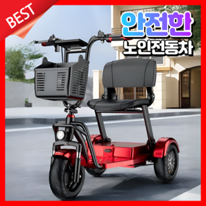 골든가드 안전한 노인 전동차 삼륜 세발 사륜 전기 스쿠터 장애인 바이크 자전거, 블랙, 5. 안전한 전동차 [레드_48V 25A]