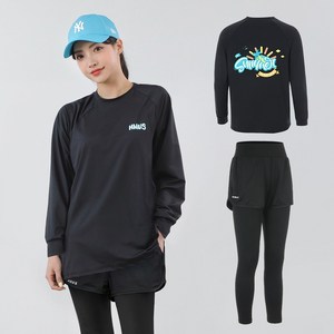 여자 루즈핏 긴팔 래쉬가드 상의 + 반바지 레깅스 하의 팬츠 세트 비치웨어 체형커버 자외선차단 휴양지 바캉스룩(11+159)