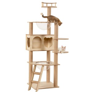 Homall 캣타워 6단 대형 목제 하오스포함 155cm, 1개, 우드