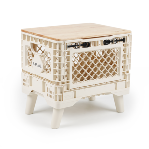 리프레 폴딩박스 접이식 캠핑 수납상자 밀크박스 25L (우드상판 다리 포함) 세트, 아이보리, 1개