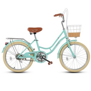 [GENKA] 귀여운 튼튼한 미니벨로 자전거 출퇴근 여성 미니 경량 공원 나들이 산책 집앞, 20인치, 그린-싱글기어