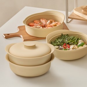 실리프랑 에코 실리콘 촉촉 2단 찜기, 버터베이지, 1개, 전자레인지 2단찜기