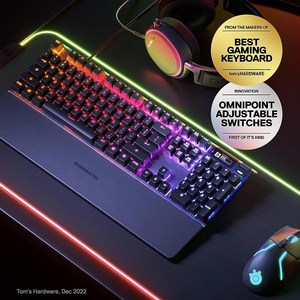 Steel Series Apex Pro HyperMagnetic Gamg Keyboard – 세계에서 가장 빠른 키보드 조정 가능한 작동 OLED 화면 RGB USB 패스스루, Apex Pro mini_Wired