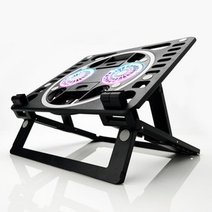 크리썸 2단 쿨링 높이조절 스탠드 맥북 노트북거치대 받침대, 블랙