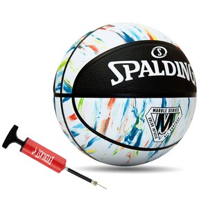 마블시리즈 BLK 화이트 레인보우 농구공(84404Z), 7호 + PUMP(레드), 1개